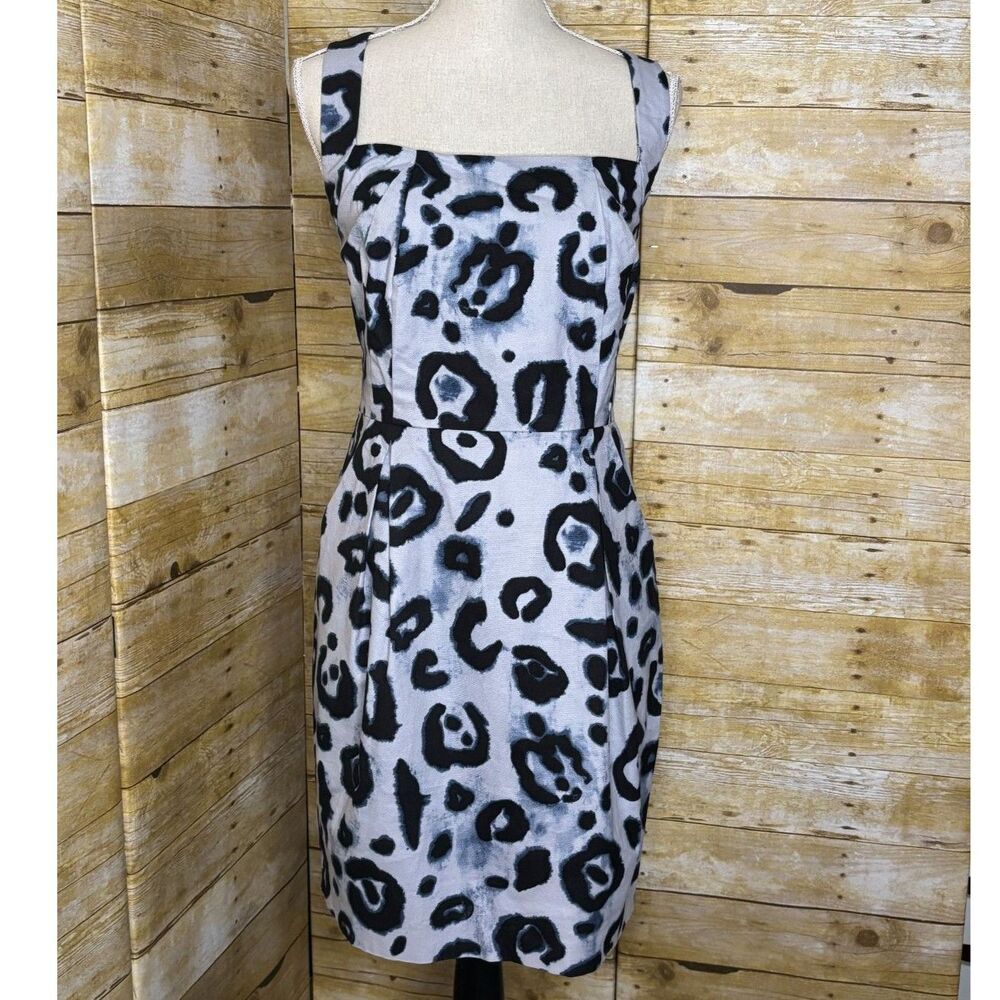 VINCE CAMUTO ANIMAL PRINT CRISS CROSS CONCERT FESTIVAL SEXY BLUE DRESS SIZE 14 - Picture 2 of 6